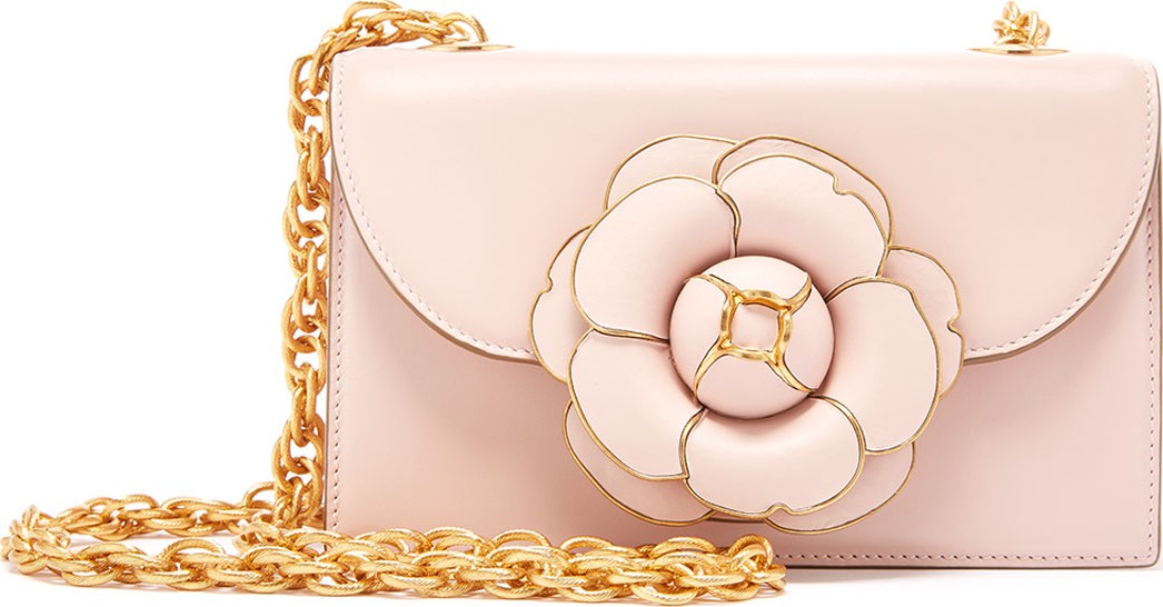 Oscar De La Renta Tro Flower Leather Crossbody Bag - Golden Hardware