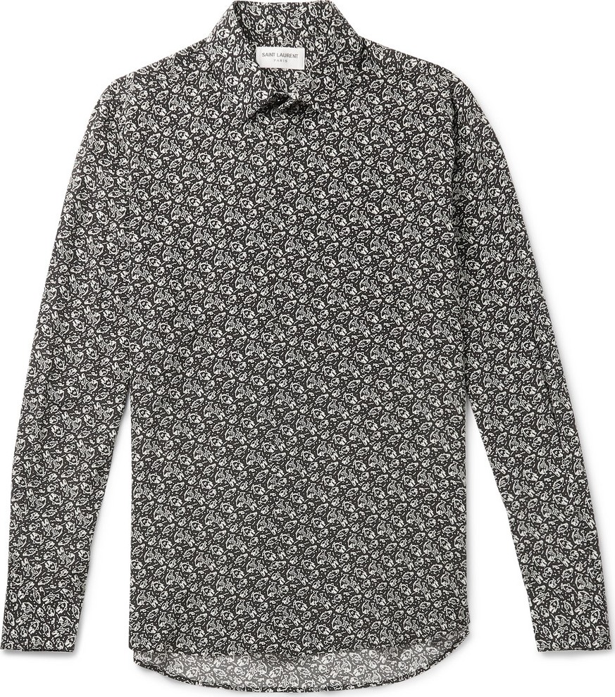 Saint Laurent Slim-Fit Printed Silk Crepe De Chine Shirt