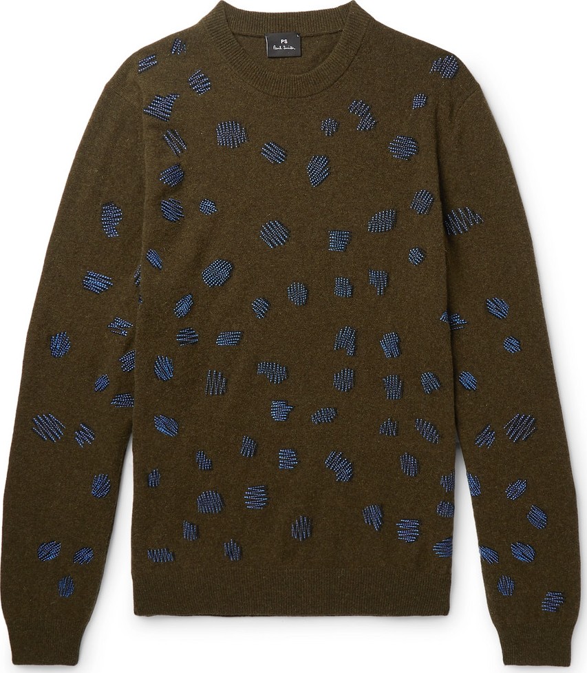Ps By Paul Smith Embroidered Wool-Blend Sweater