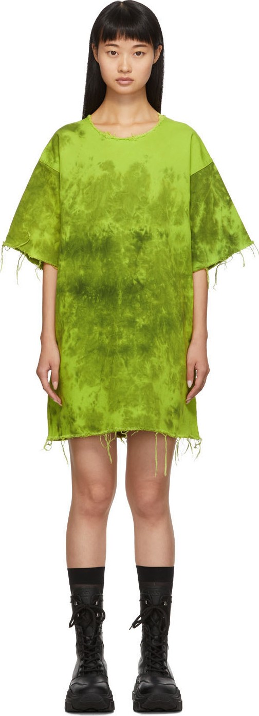 Marques'Almeida Green Denim Tie Dye Dress