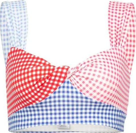 Marysia multi-gingham bikini top