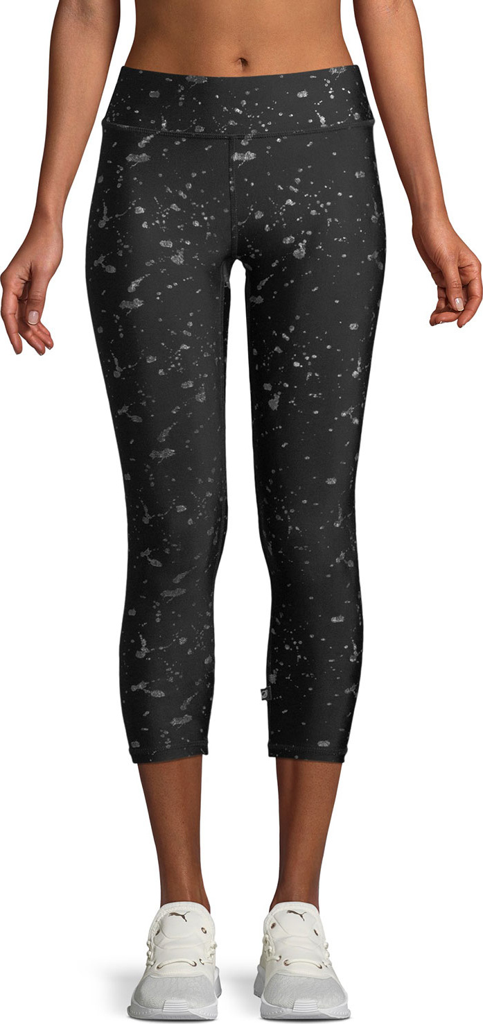 Terez Hologram Splatter Foil-Printed Tall-Band Capri Leggings Terez Hologram Splatter Foil-Printed Tall-Band Capri Leggings