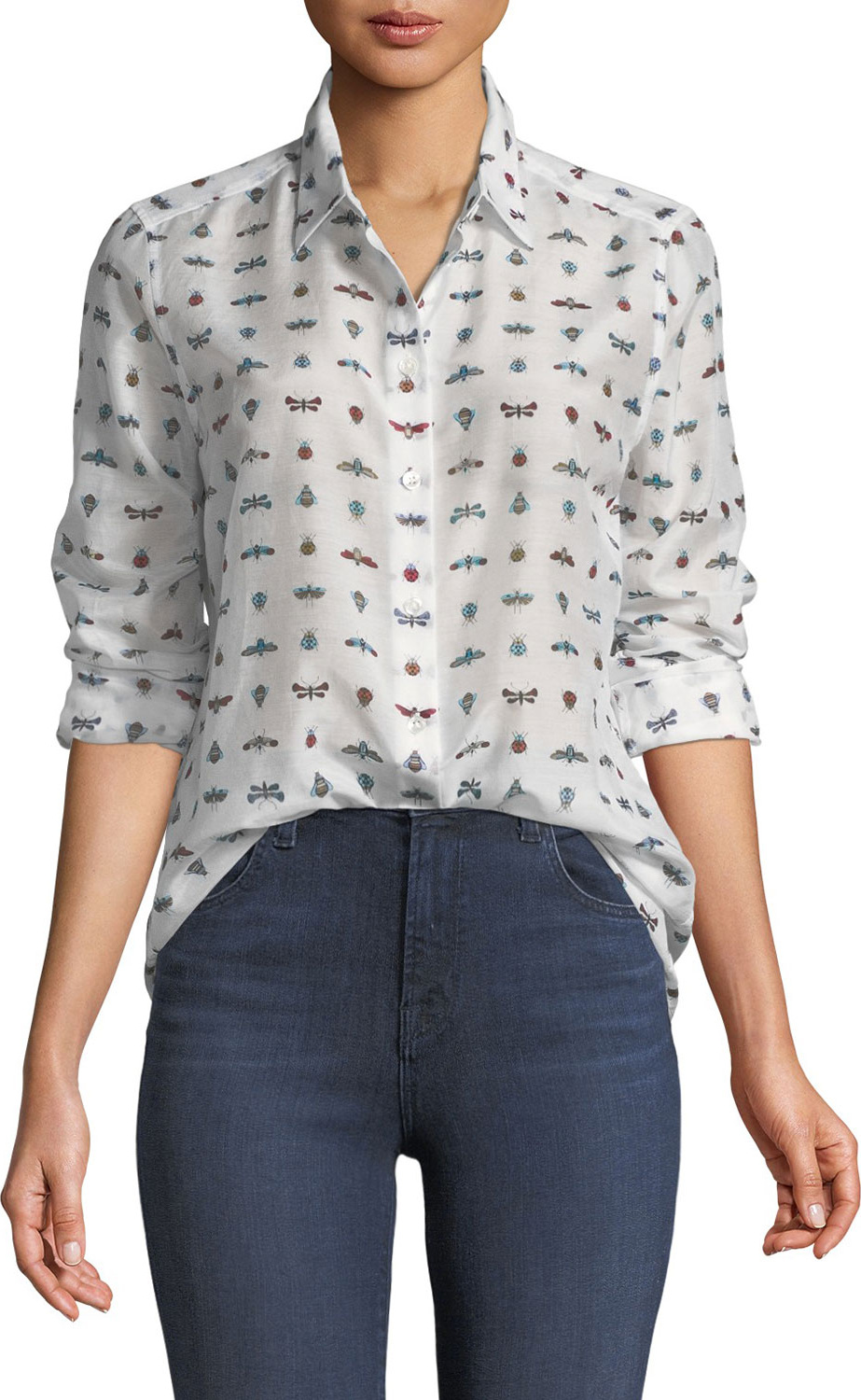 Equipment Essentials Insect-Print Cotton/Silk Shirt