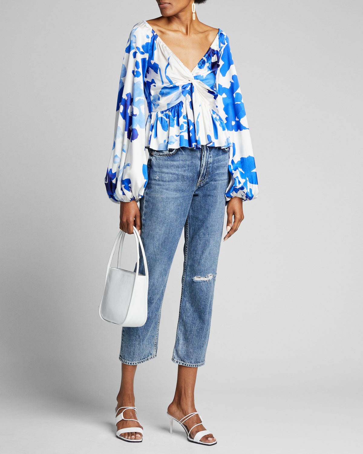 Grlfrnd Helena Straight-Leg Cropped Jeans