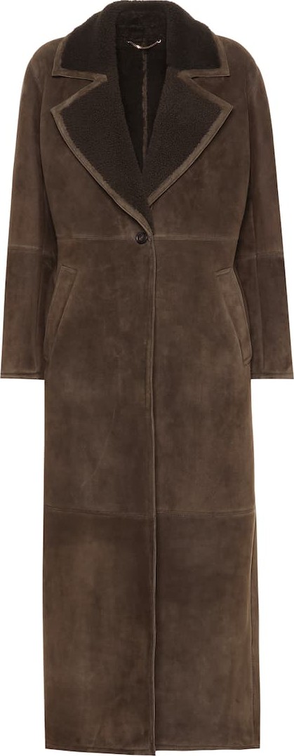 Salvatore Ferragamo Shearling-lined suede coat