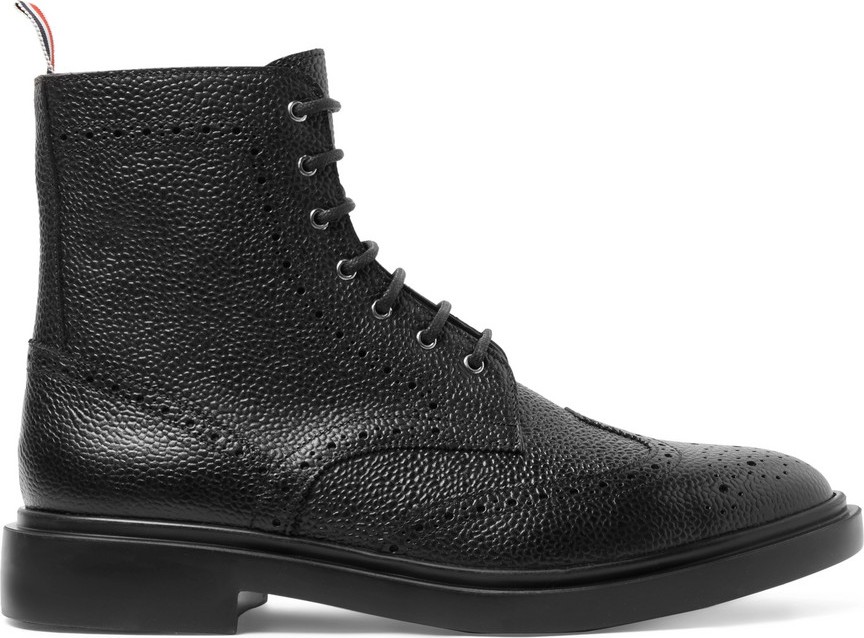 Thom Browne Pebble-Grain Leather Wingtip Boots