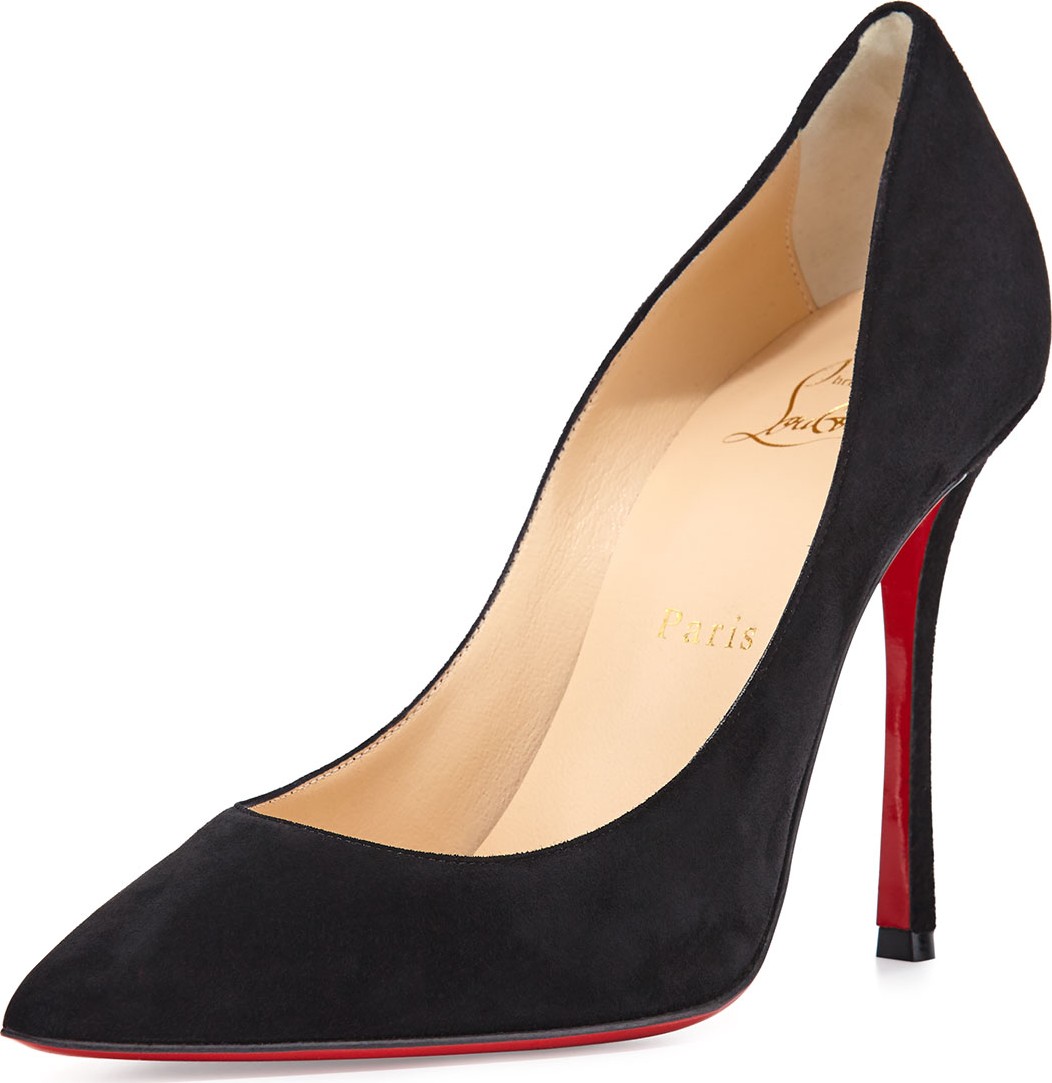 Christian Louboutin Decoltish Suede 100mm Red Sole Pumps  Black