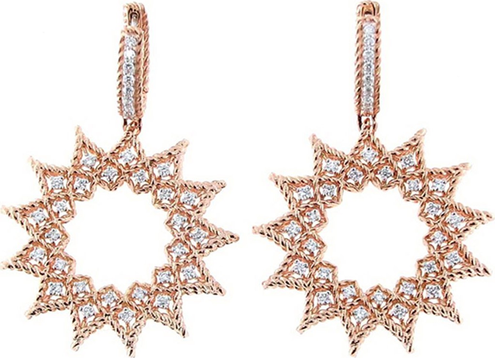 Roberto Coin Roman Barocco 18k Rose Gold Diamond Drop Earrings