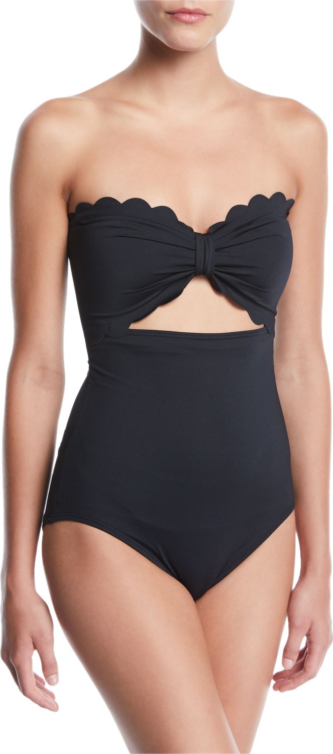 Kate Spade New York scalloped cutout bandeau one-piece swimsuit