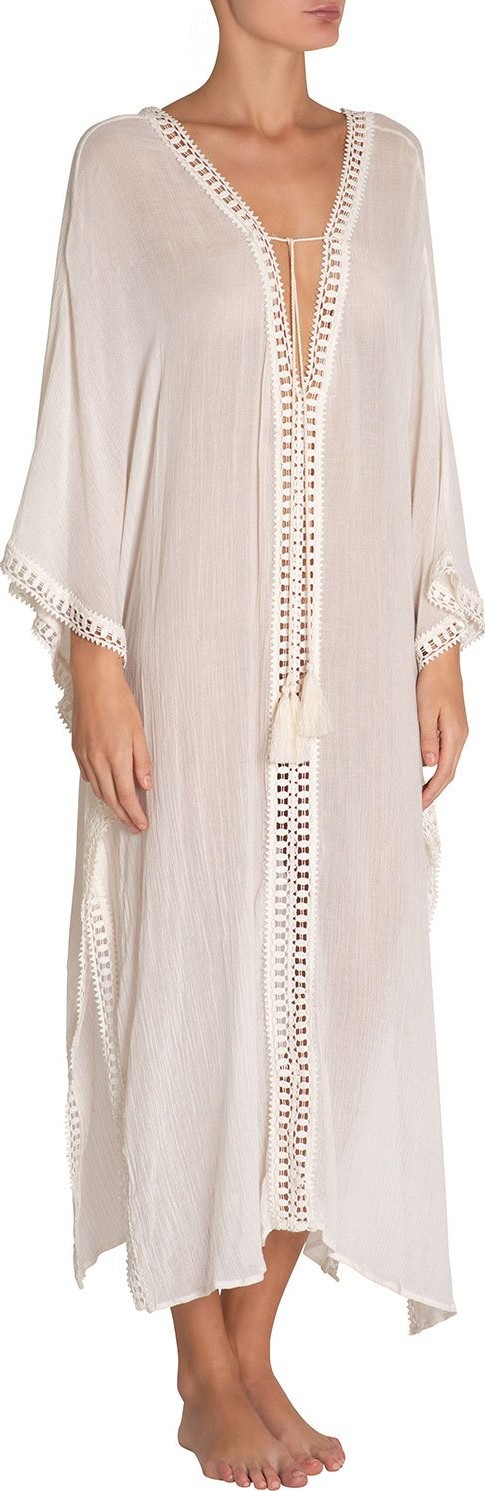 Eberjey Ilda Plunging Tie-Front Long Caftan