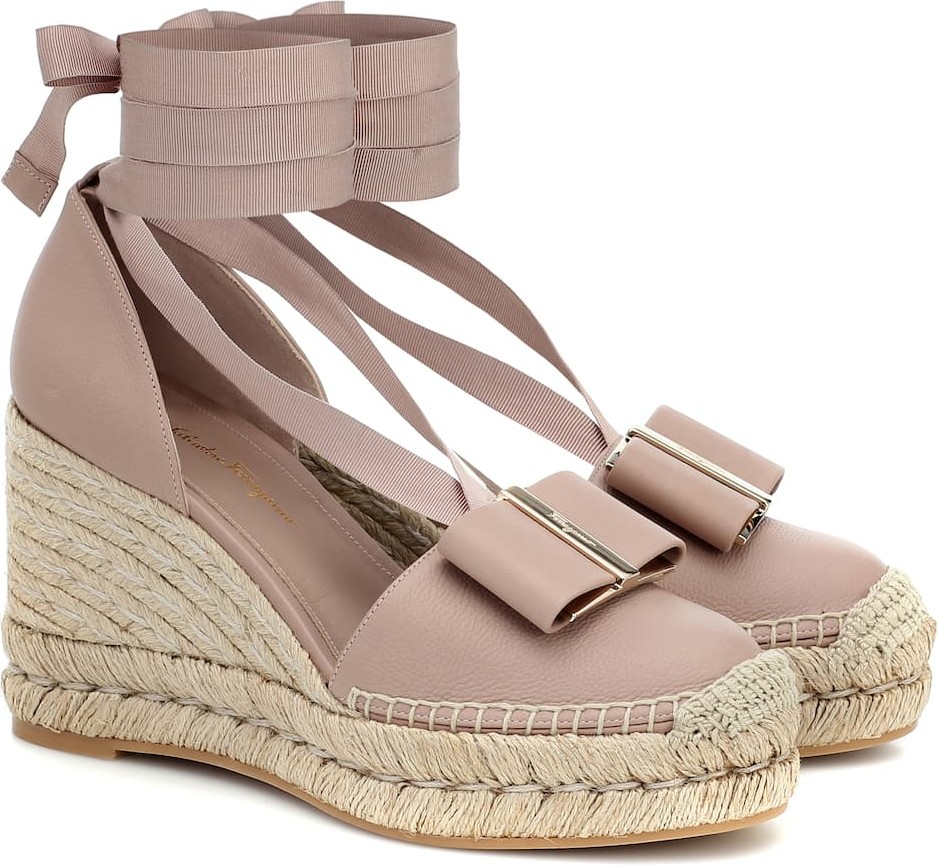 Salvatore Ferragamo Garanio leather wedge espadrilles