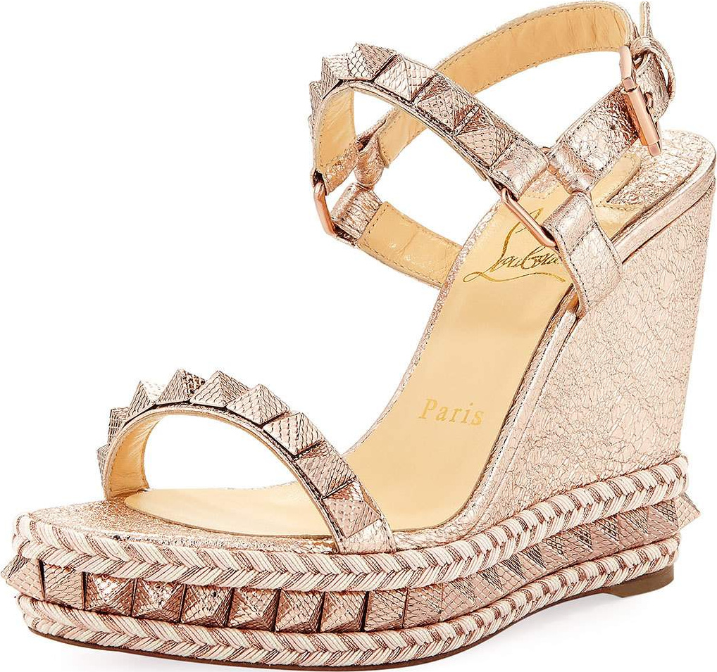 Christian Louboutin Pyraclou Metallic Red Sole Sandal