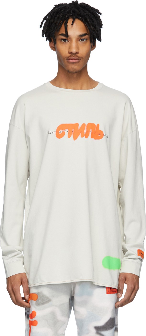 Heron Preston Grey Spray 'Style' Long Sleeve T-Shirt