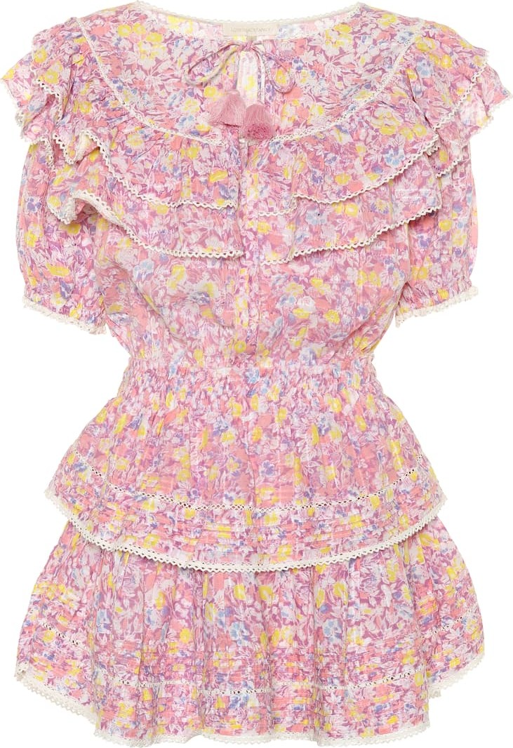LOVESHACKFANCY Liv floral ruffled cotton minidress