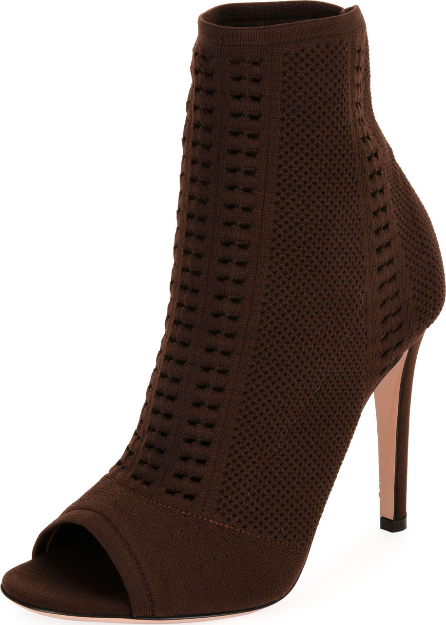 Gianvito Rossi Vires Knit Open-Toe Bootie