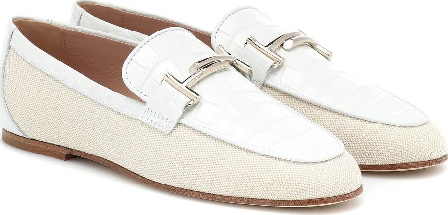 Tod's Double T canvas and leather loafers