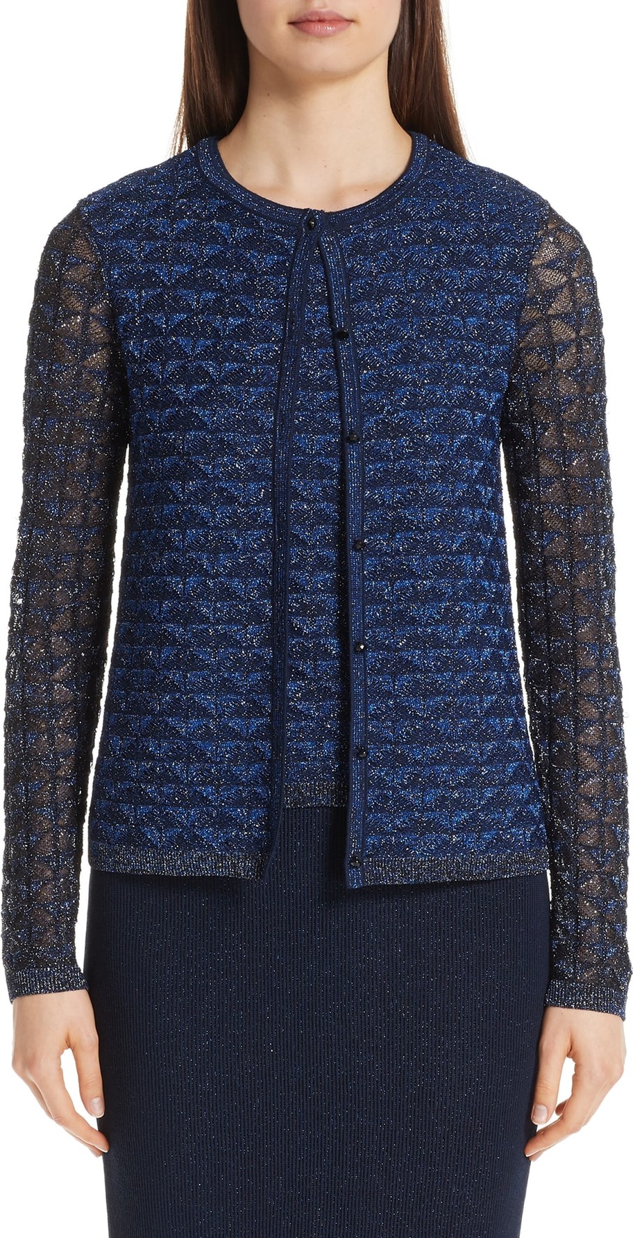 St. John Diamond Lace Knit Cardigan