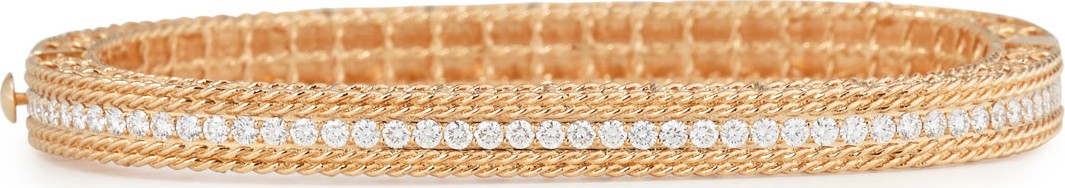Roberto Coin Princess 18K Rose Gold Narrow Single-Row Diamond Bangle