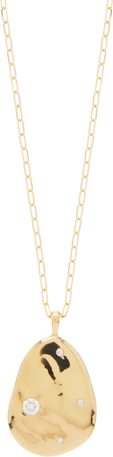 Cvc Stones Alchemist X9 diamond & 18kt gold pebble necklace