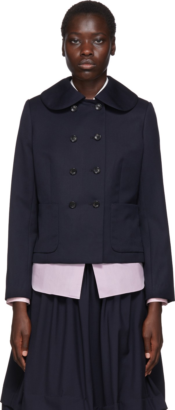 Comme Des Garçons Girl Navy Wool Gabardine Jacket