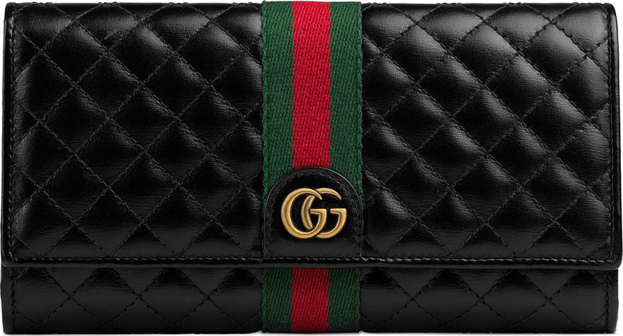 Gucci Quilted Flap Continental Wallet with Web