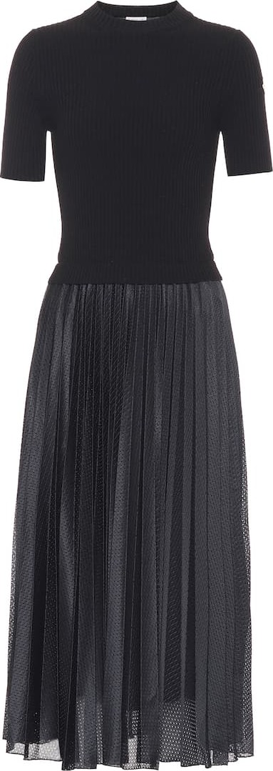 Moncler Wool and mesh midi dress