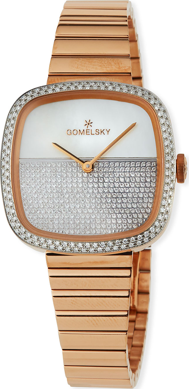 Gomelsky 32mm Eppie Diamond Bracelet Watch, Rose Golden