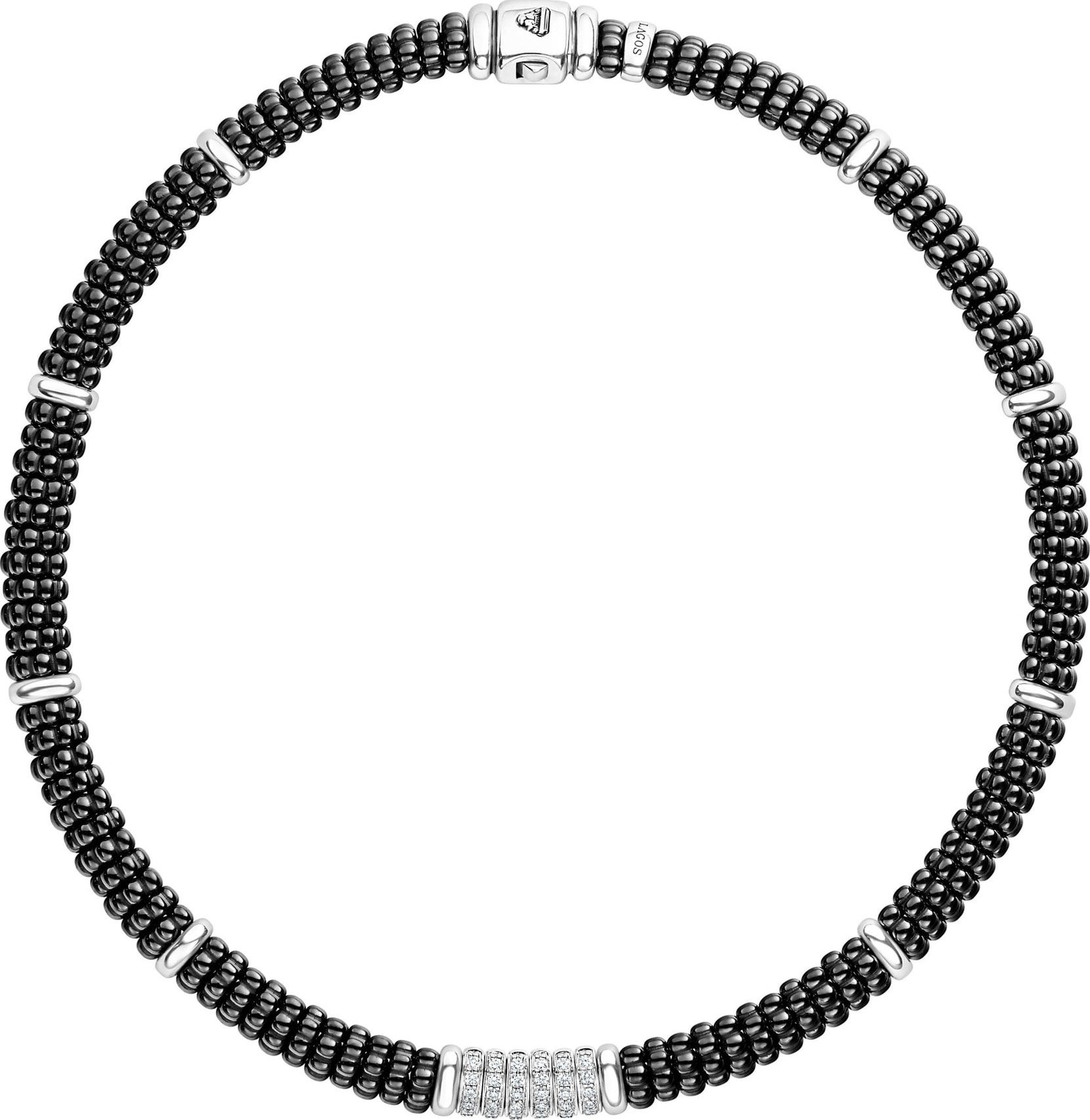 LAGOS Black Caviar Diamond 6-Link Rope Necklace