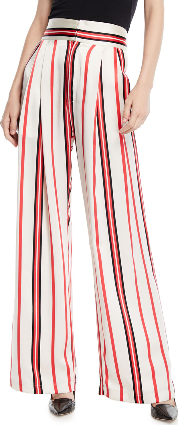Maggie Marilyn Love Unconditionally Striped Silk Wide-Leg Pants