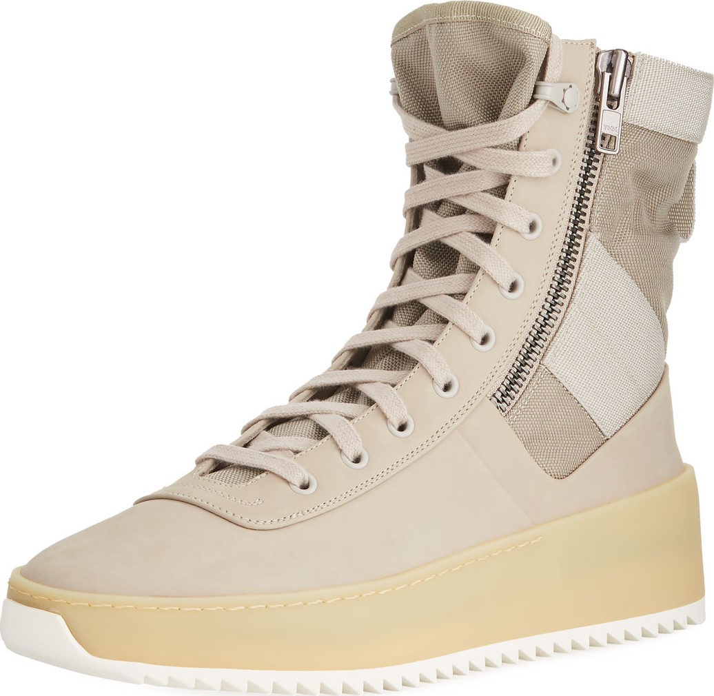 Fear of God Men's Leather High-Top Military Sneakers, Beige