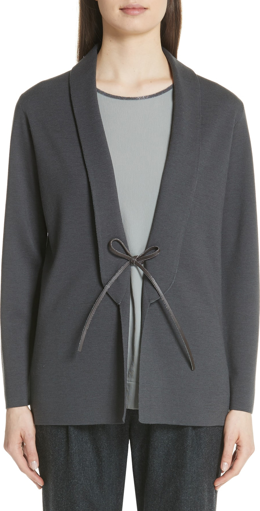 Fabiana Filippi Leather Tie Wool Jacket