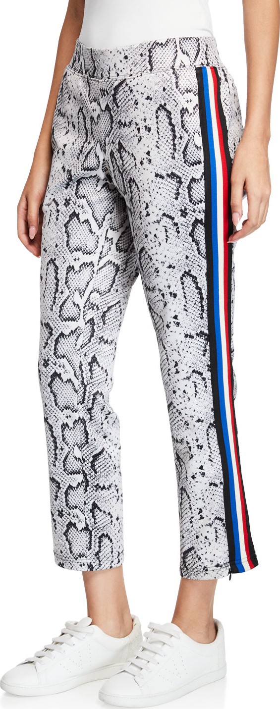 PAM & GELA Cropped Snake-Print Track Pants w/ Stripes