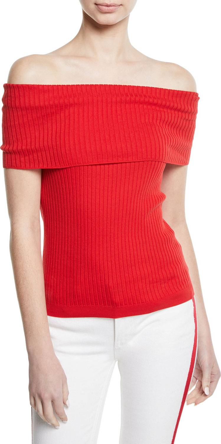 Ralph Lauren Off-the-Shoulder Cotton Ribbed Top