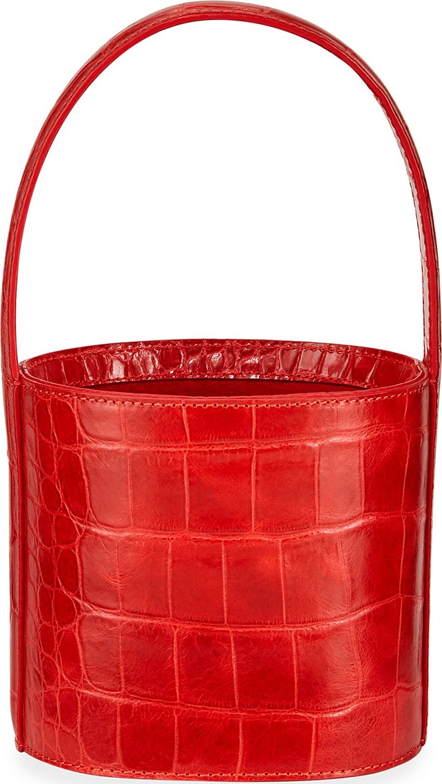 Staud Bissett Crocodile-Print Bucket Bag
