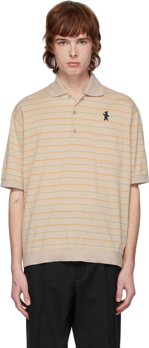 Marni Beige Jersey Striped Polo