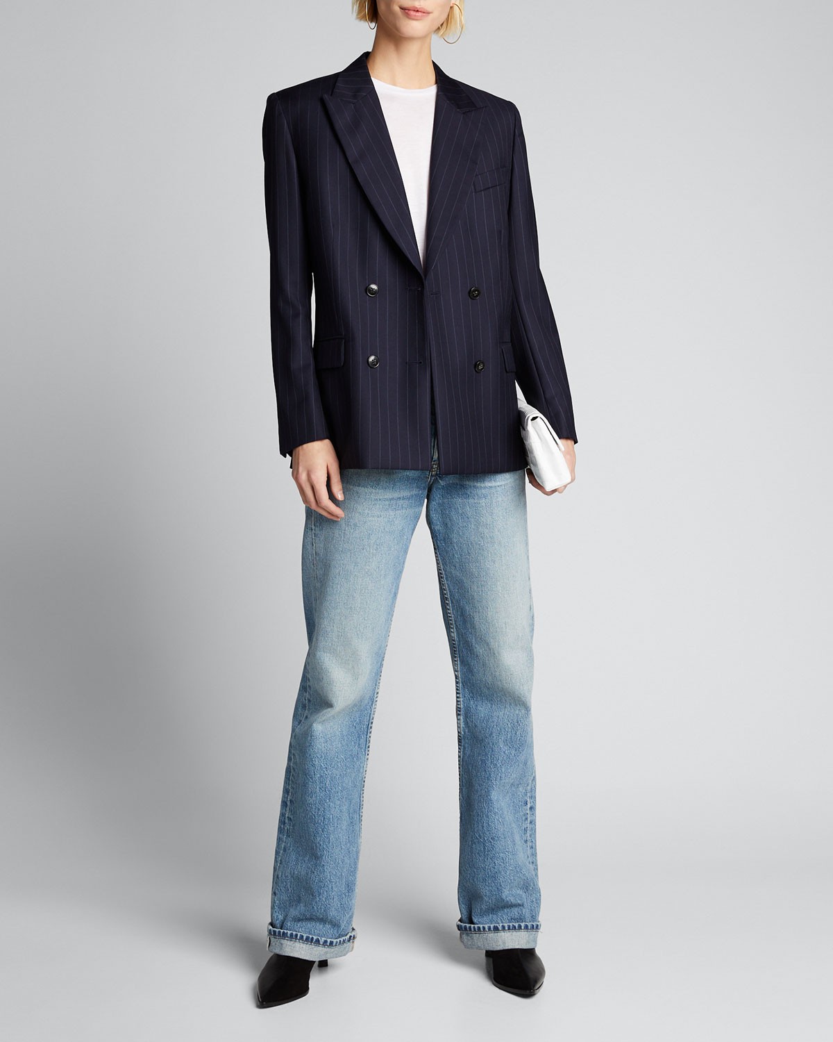 RE/DONE 70s Double-Breasted Pinstripe Blazer