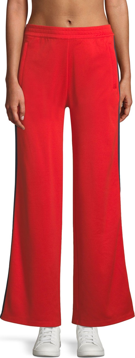 Tory Sport Wide-Leg Double-Stripe Track Pants
