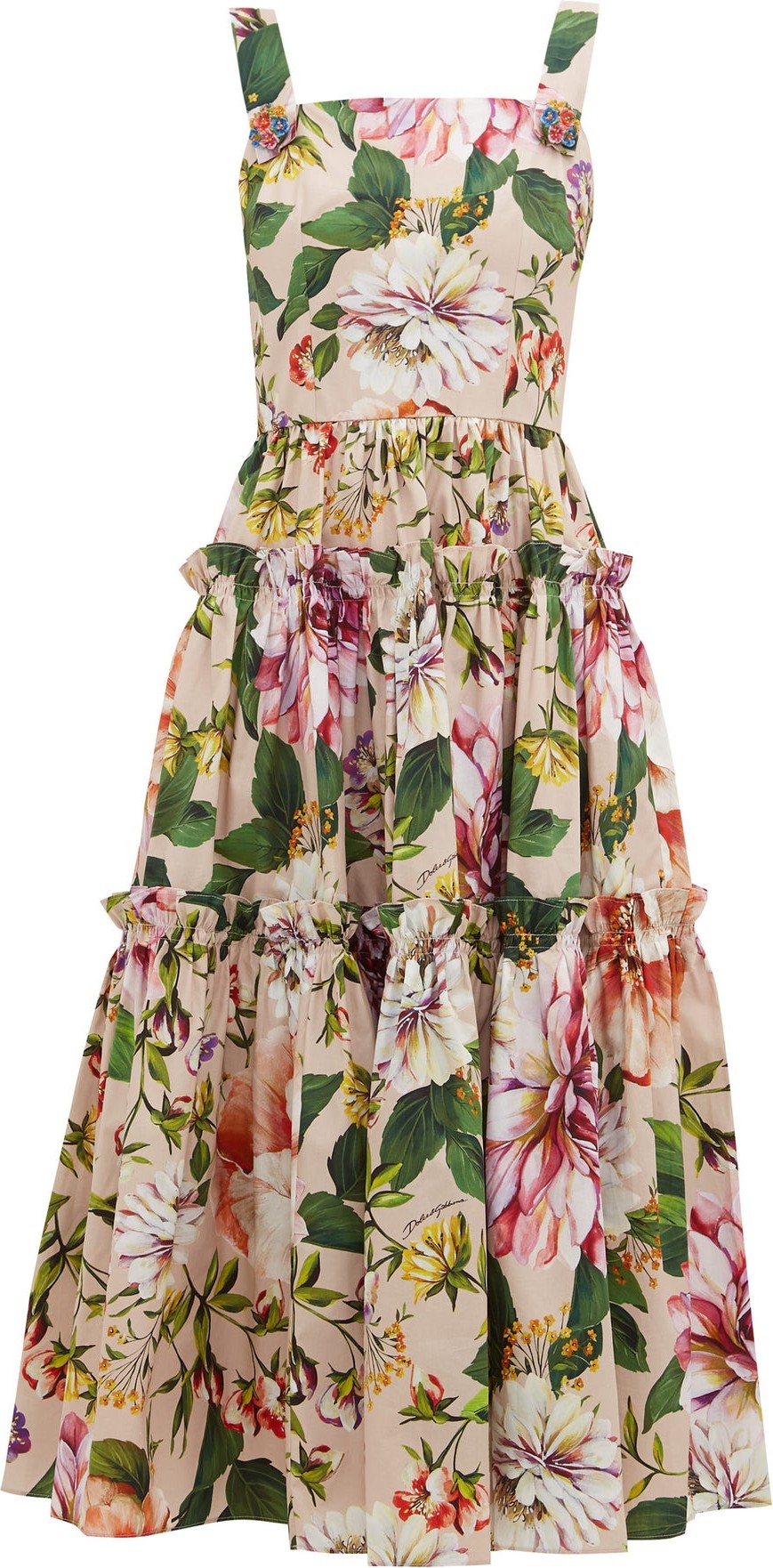 Dolce & Gabbana Floral-print cotton-poplin midi dress