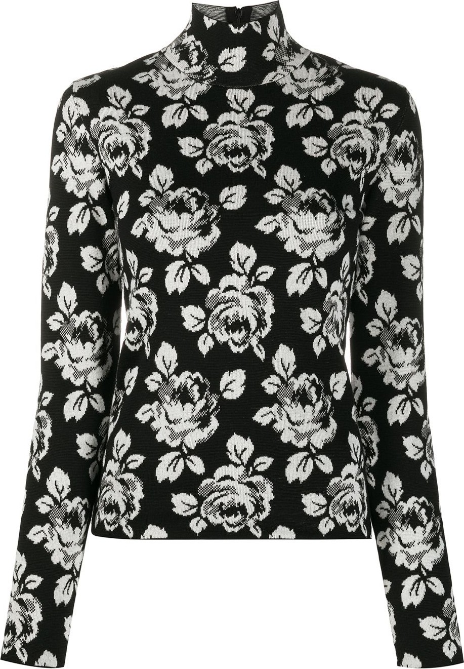 Balenciaga Intarsia rose turtle-neck jumper