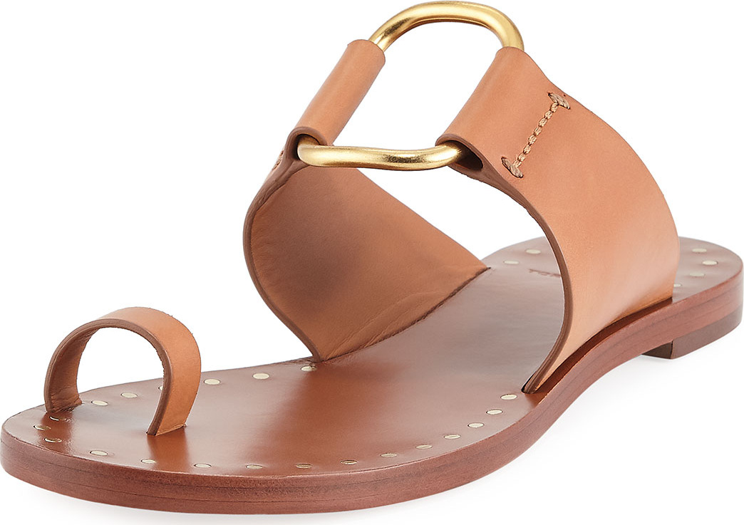 Tory Burch Brannan Flat Studded Leather Slide Sandal
