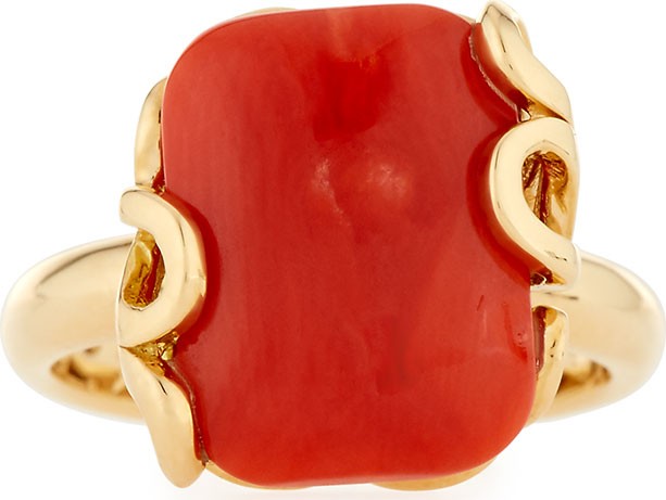 Miseno Sea Leaf Coral Ring in 18K Gold, Size 6