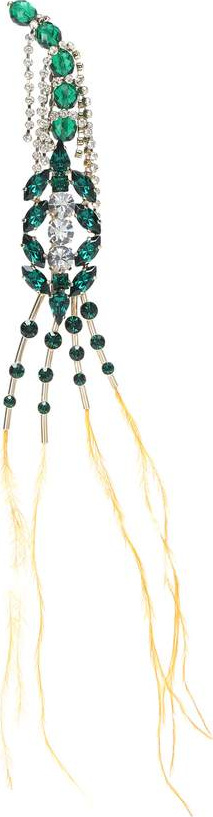 Dries Van Noten Crystal brooch with feathers