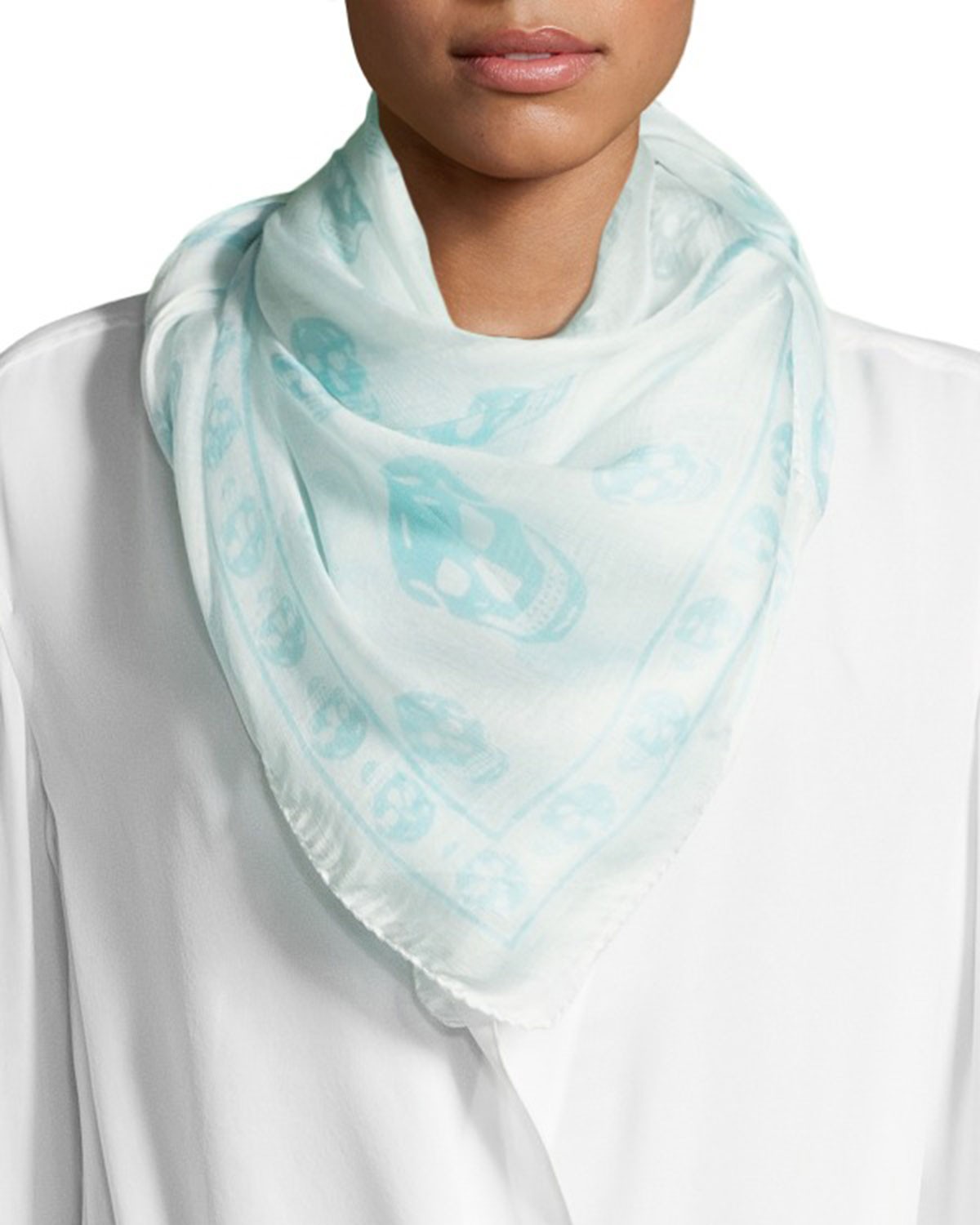 Alexander McQueen Silk Chiffon Skull Scarf