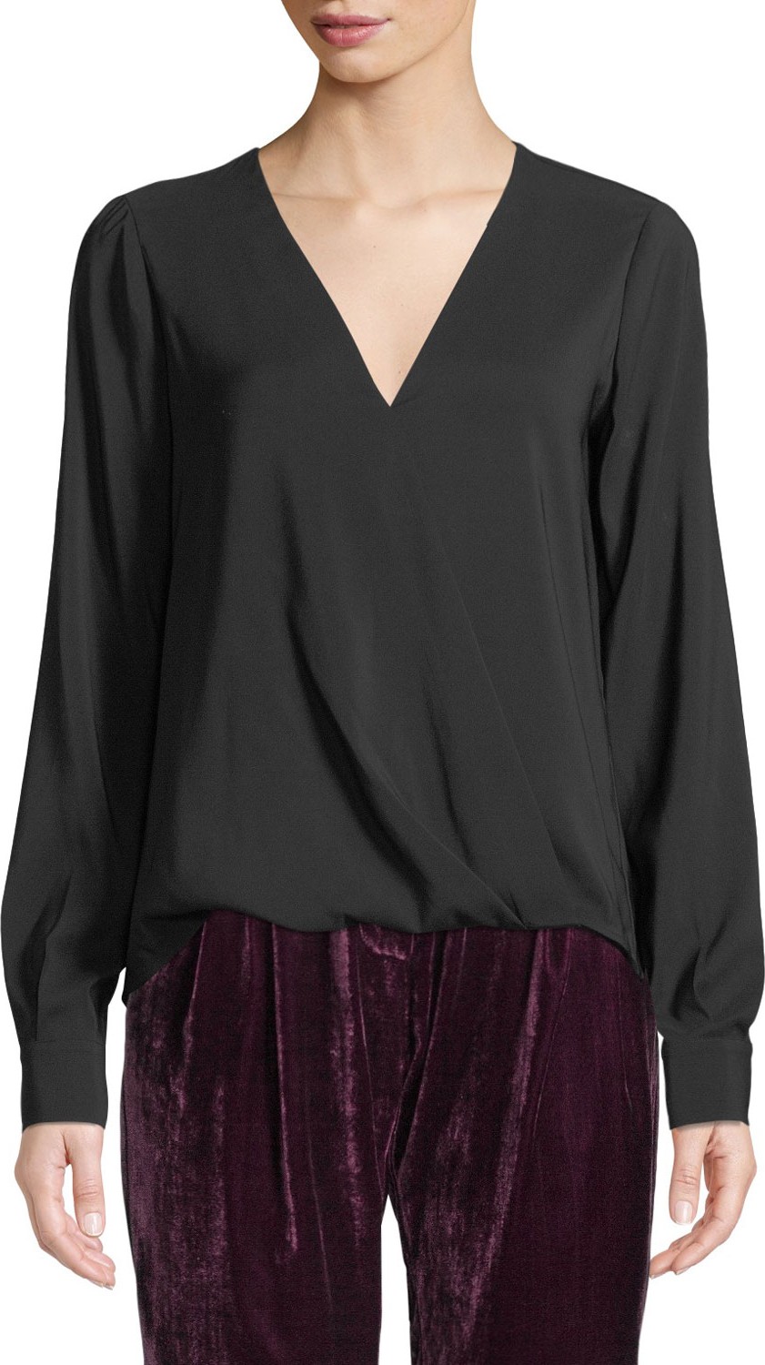 Parker Lola V-Neck Long-Sleeve Wrap Blouse
