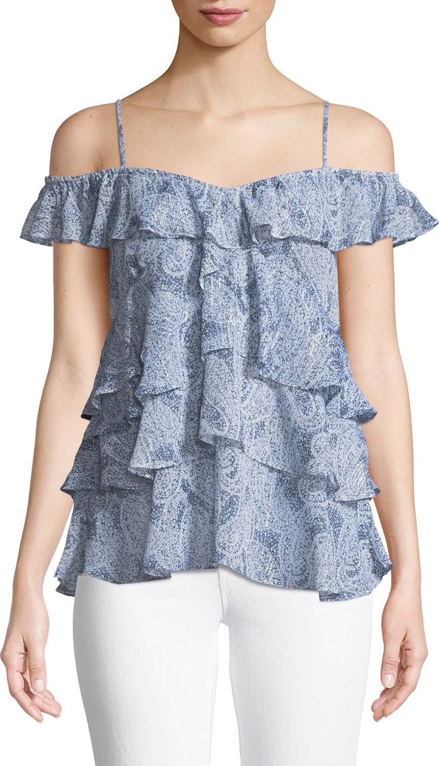 MICHAEL MICHAEL KORS Layered Paisley Off-the-Shoulder Top MICHAEL MICHAEL KORS Layered Paisley Off-the-Shoulder Top