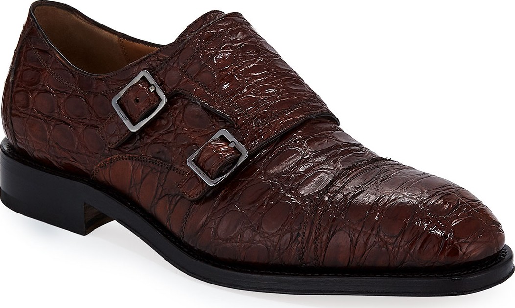 Salvatore Ferragamo Men's Tramezza Crocodile Double-Monk Shoe