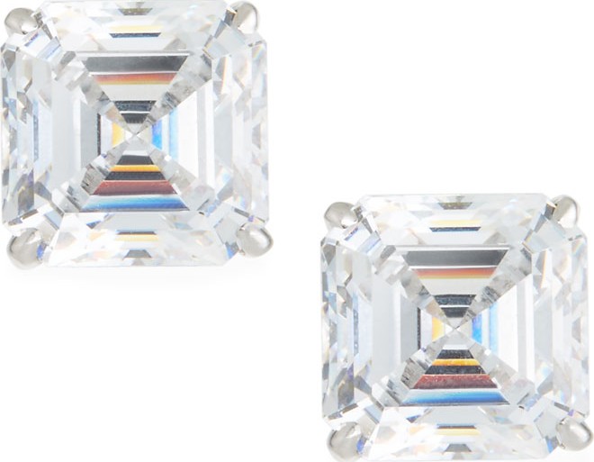 Fantasia by DeSerio Asscher-Cut Stud Earrings, 10tcw