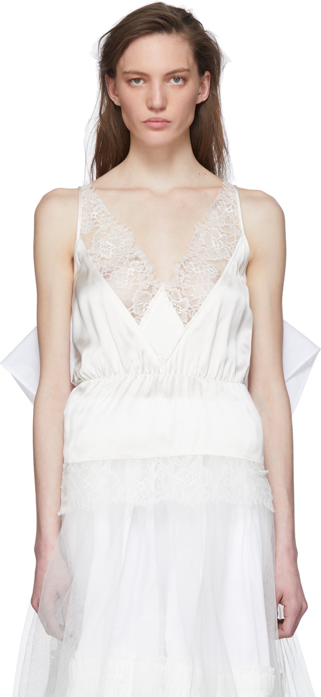 MM6 Maison Margiela White Slip Tank Top