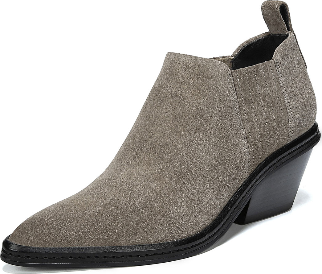 Via Spiga Farly Pleated Suede Block-Heel Booties