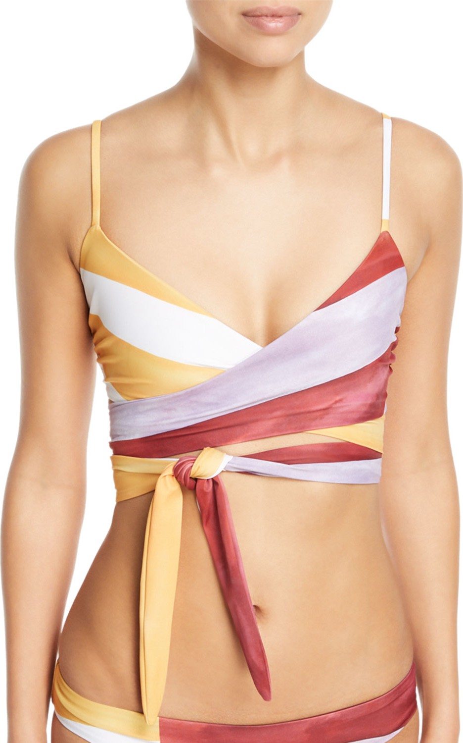 Mara Hoffman Mila Striped Wrap Swim Top